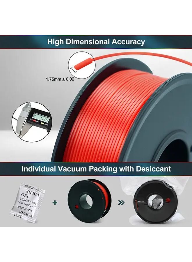 PLA 3D Printer Filament 3 Rolls Bundle Black Gray Red 1.75mm 250G Each - Image 3